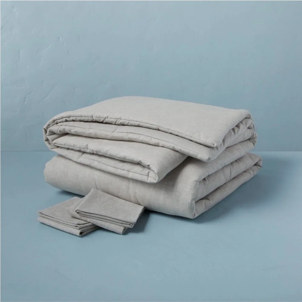 HEARTH & HAND NWT linen blend comforter set -jet gray -king